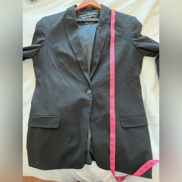 Norma Kamali Blazer Black Boyfriend Jacket Single Button Long Sleeve Size 14 - Picture 11 of 16